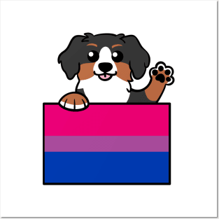 Love is Love Puppy - Bernese - Bi Pride Flag Posters and Art